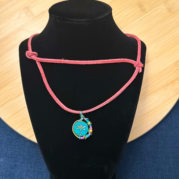 Copper Wire Wrap Suede Pendant with Slide Knots - Picture 3 of 3